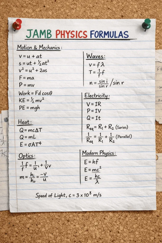 JAMB Physics Past Questions with Detailed Solutions (2010–2025)