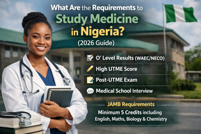 Requirements to study Medicine in Nigeria showing UTME, O’Level and Post-UTME criteria