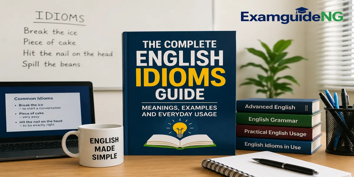 The Complete English Idioms Guide: Nigerian student reading a book to learn English idioms