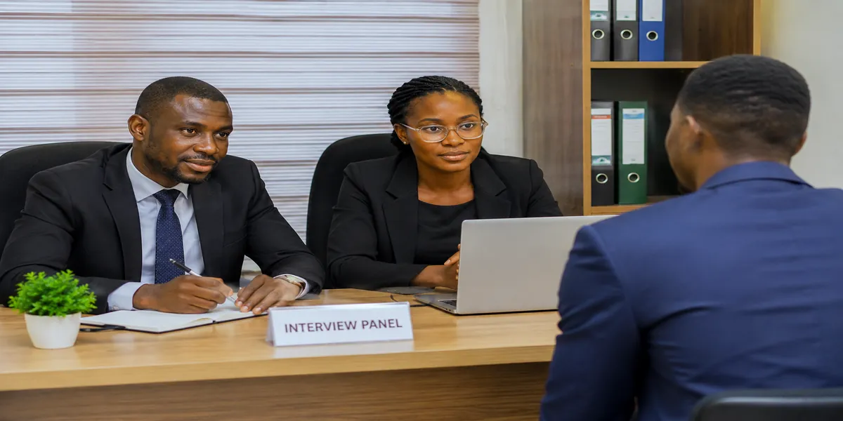 Nigerian job seeker in a professional interview setting