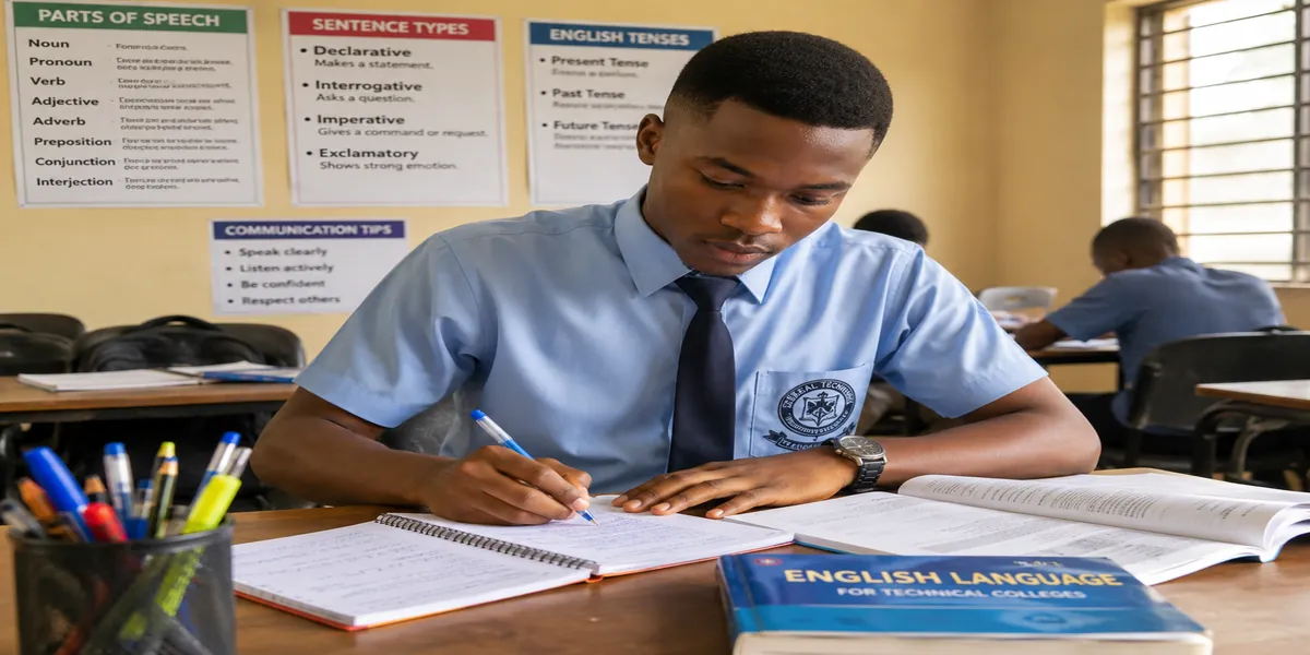 Nigerian technical college student studying English Language notes